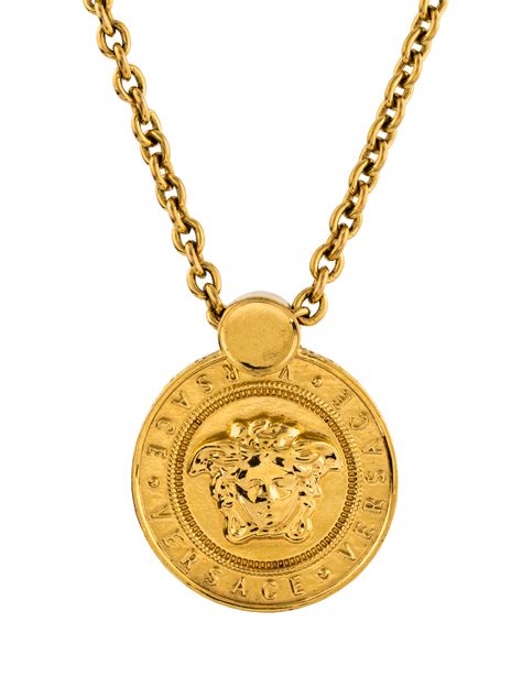 versace medusa necklace 2 inch pendant medallion|Versace small medusa head necklace.